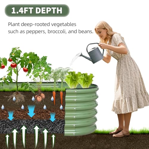 1MORE Galvanized Raised Garden Bed 4x2x1.4ft Metal Planter Box Outdoor D509