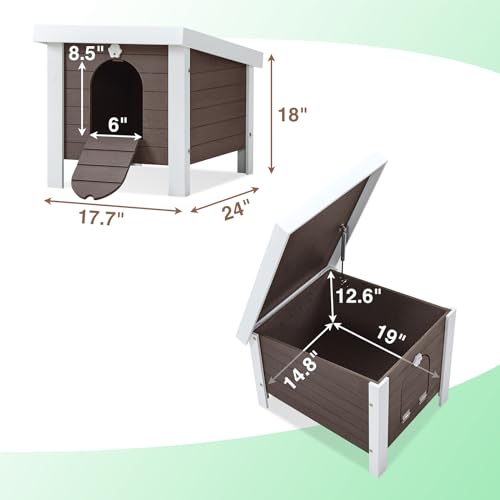 Outdoor Cat House Weatherproof Insulated Rabbit Hutch with Openable Roof R71742