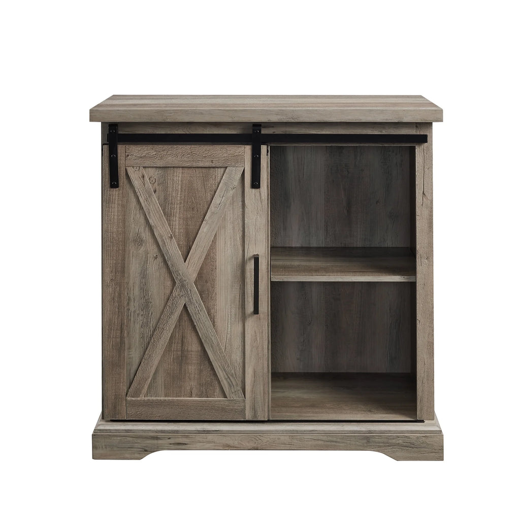 Walker Edison Sliding Barn Door Accent Cabinet, Grey Wash W76819