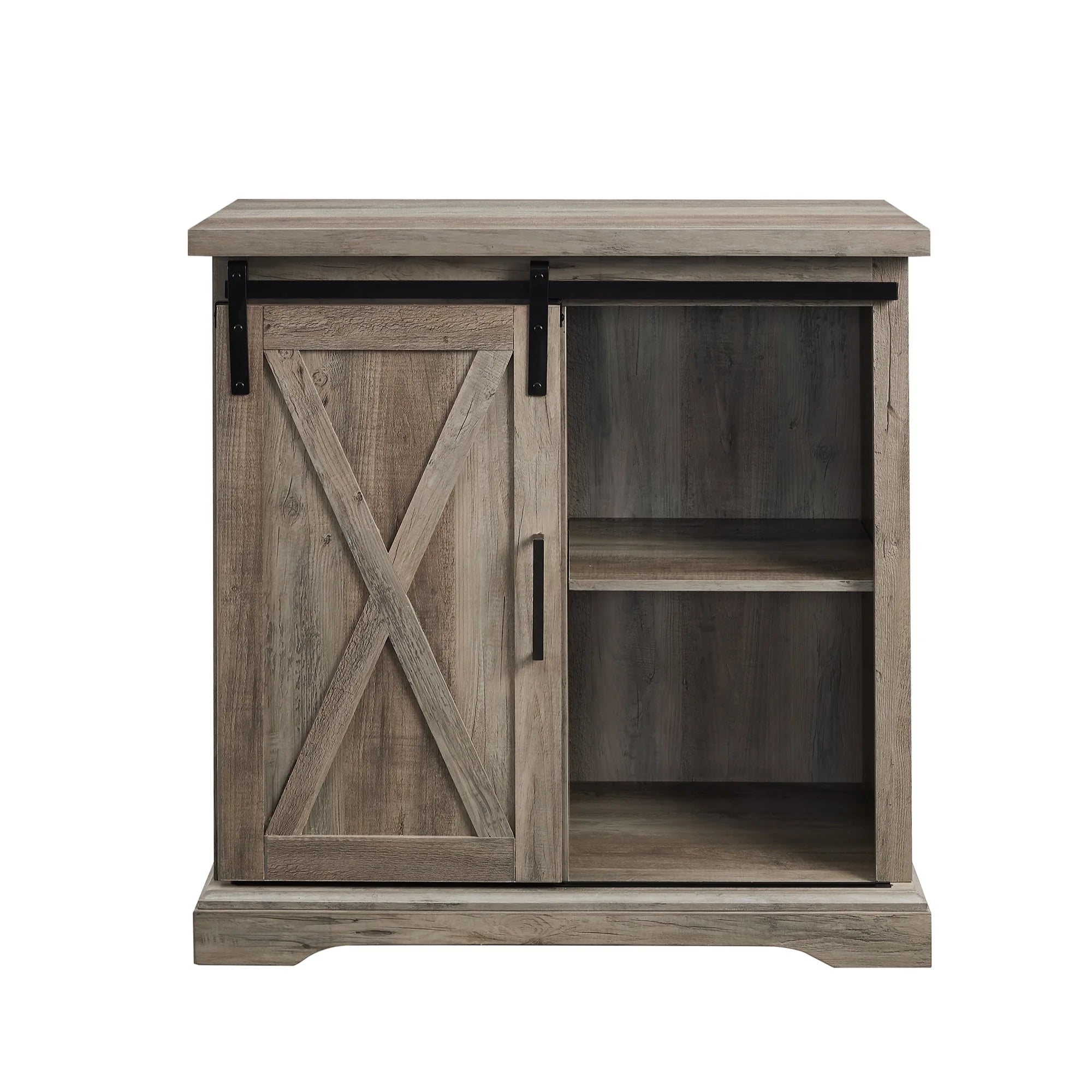 Walker Edison Sliding Barn Door Accent Cabinet, Grey Wash W76819