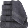 Regal Ruby, 6 Piece Towel Set, 2 Bath Towels 2 Hand Towels 2 Washcloths, Soft and Absorbent, 100% Turkish Cotton Towels for Bathroom and Kitchen Shower Towel, Grey