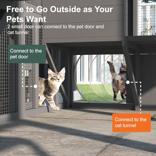 Catio Outdoor Cat Enclosure, Large Walk-in Cat Cage with Waterproof Cover, 72 inch X803947
