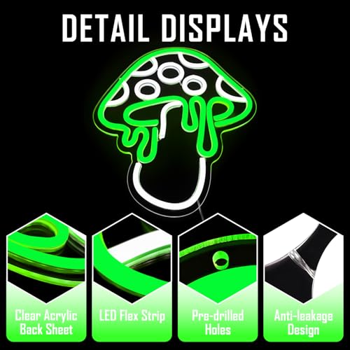 Mushroom Neon Sign Dimmable LED Night Light Wall Art for Bedroom Decor O27662