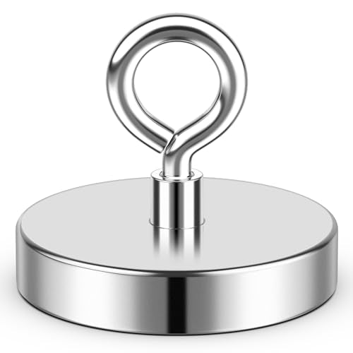 FINDMAG Super Strong Fishing Magnet, 1000 lbs Pulling Force, Neodymium Rare Earth Magnet with Countersunk Hole Eyebolt, Large Magnet for Remover, Diameter 3.54 inch(90 mm)