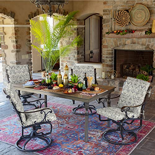 Arden Outdoor Dining Chair Cushion, 20 x 20, Rain-Proof, Peacock Blue Green Texture J4105