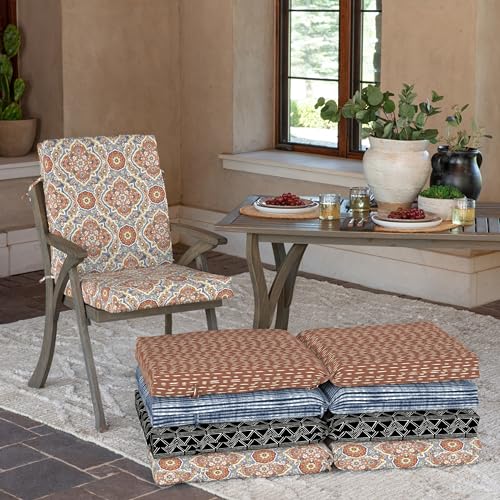 Arden Outdoor Dining Chair Cushion, 20 x 20, Rain-Proof, Peacock Blue Green Texture J4105