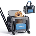 BurgeonNest Cat Carrier with Wheels, Airline Approved Pet Carrier for Cats Dogs 15 lbs with Telescopic Handle, Small Dog Carrier with Wheels Removable, Soft Rolling Cat Carrier with Large Pocket
