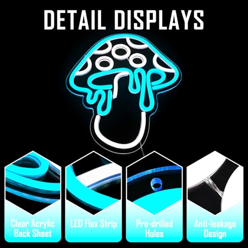 Mushroom Neon Sign Dimmable LED Night Light Wall Art for Bedroom Decor O27662