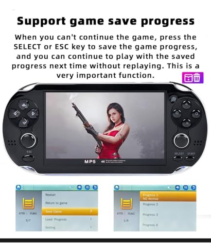 CZT Handheld Game Console 4.3 inch Double Joystick 8GB Retro Video Game Player (Black) S185938