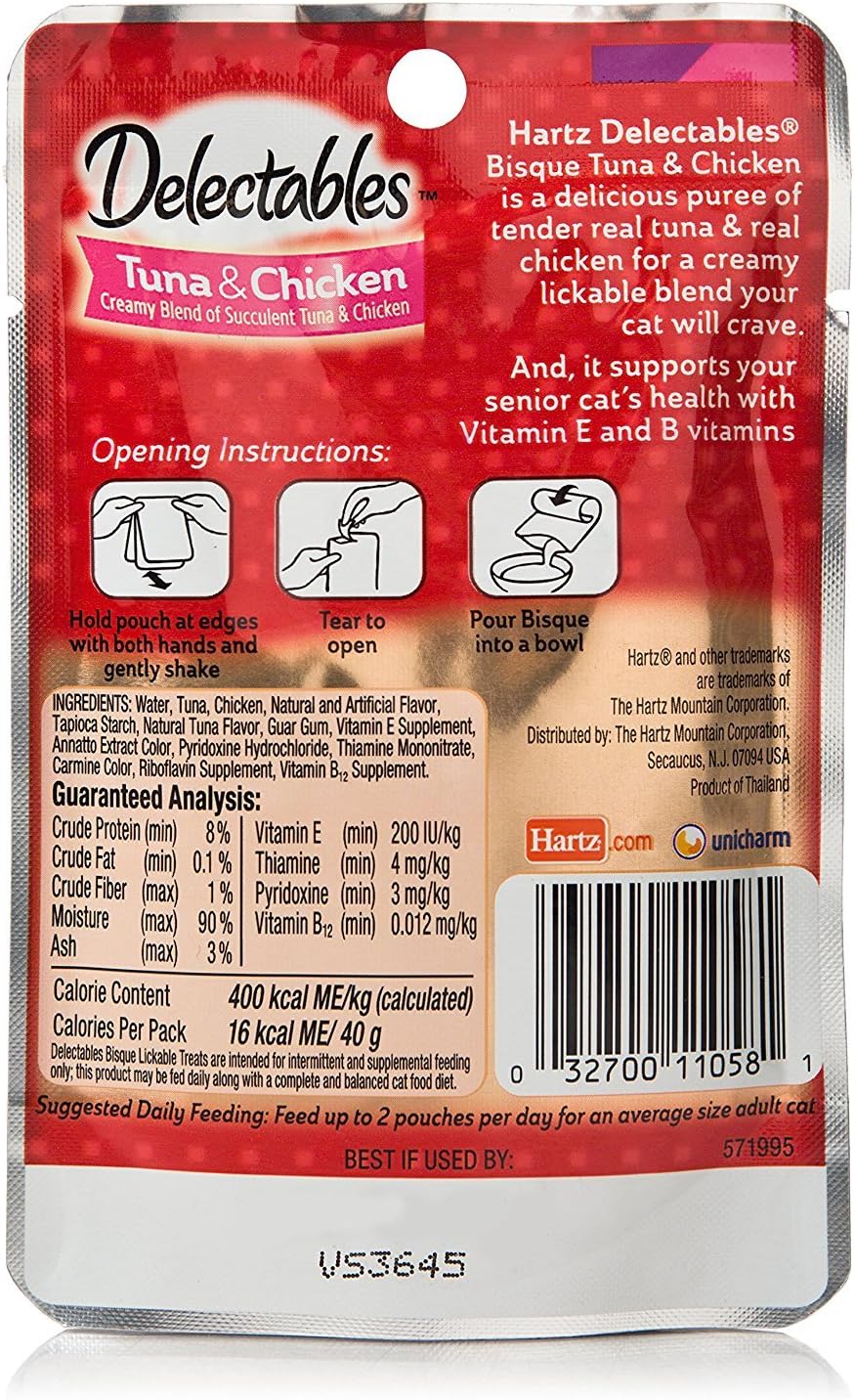 Hartz Delectables Senior Bisque Lickable Cat Treats Tuna Chicken 4 Pouches V275777