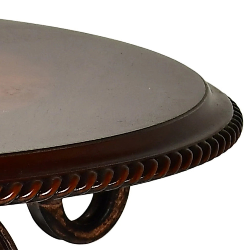 Steve Silver Crowley Round Wood and Metal End Table, Cherry J3081