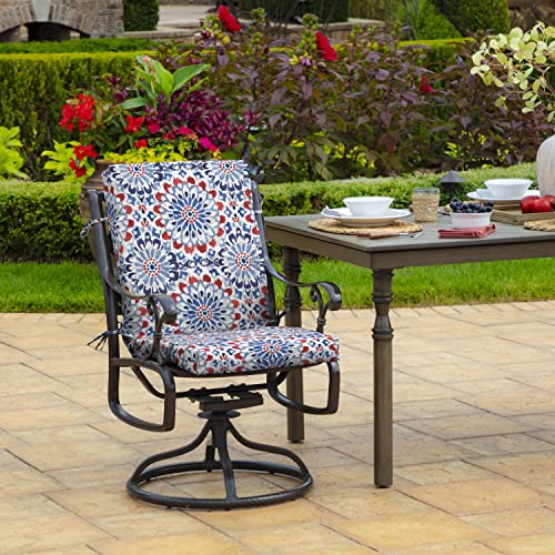 Arden Outdoor Dining Chair Cushion, 20 x 20, Rain-Proof, Peacock Blue Green Texture J4105