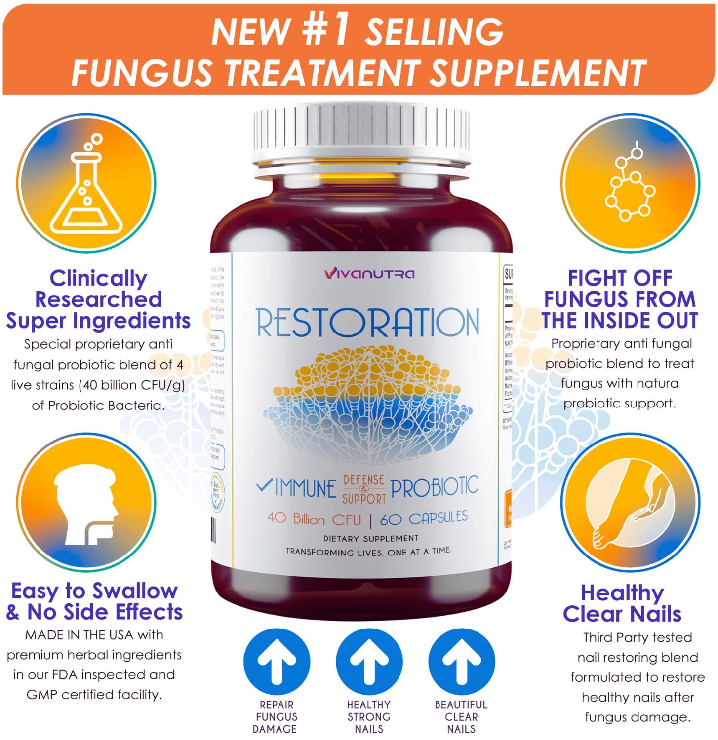 Restoration Toenail Fungus Treatment Probiotic Pills - 60ct D24860