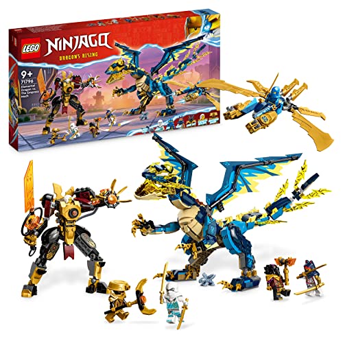 LEGO 71796 Ninjago The Elemental Dragon Against Empress' Robot Large Construction Toy for Christmas, with Figures and 6 Ninja Minifigures, Collectible Set, Kids Gift