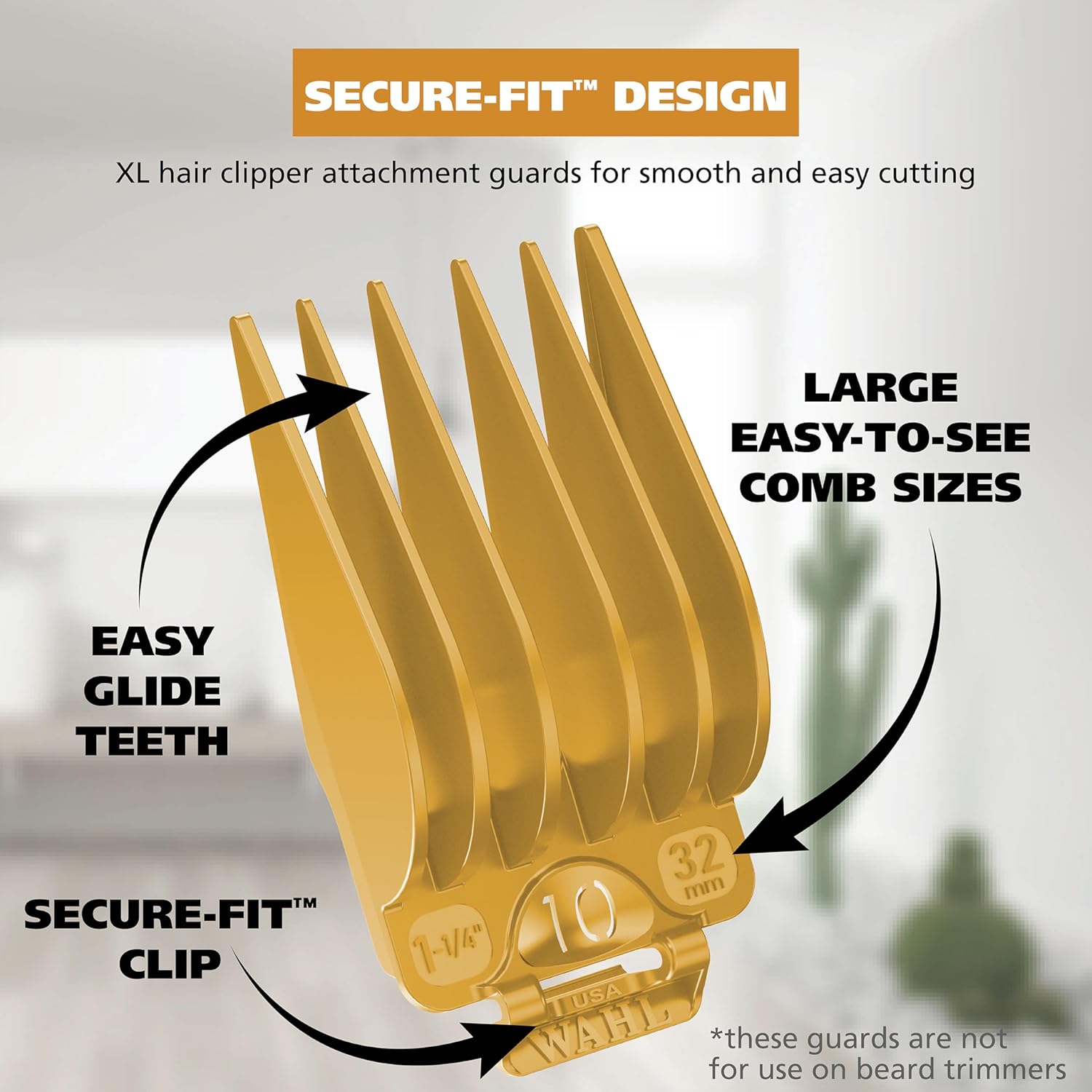 Wahl Hair Clipper Secure Fit Attachment Guard Set, 2 Guide Combs, Model 3025025 S1304