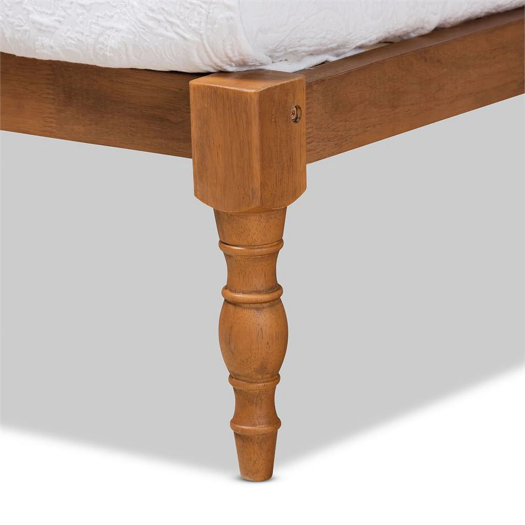 Bowery Hill Walnut Brown Twin Size Wood Platform Bed Frame Y978