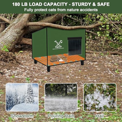 Heated Cat House for Outdoor Winter, Waterproof Insulated Feral Cat Shelter, 20x16x20 in Q65925