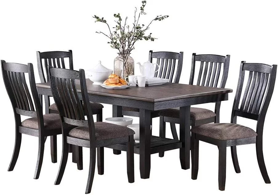 Modern Set of 6 Fabric Upholstered Dining Chairs Dark Coffee P715288