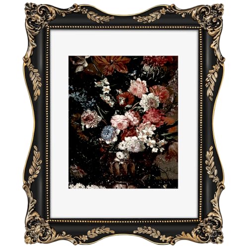 Black Vintage Picture Frame with Mat for 5x7 or 8x10 Photos E9622