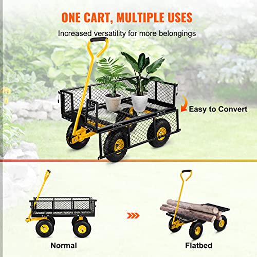 VEVOR 900 Lbs Heavy Duty Steel Garden Cart with 10" Tires and Removable Sides J262