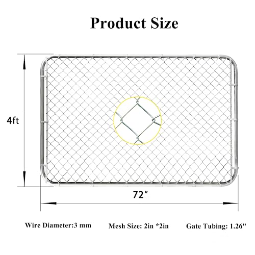 HITTITE Adjustable Chain Link Fence Gate Kit, Anti-Rust Heavy Duty, 26"-72" Wide x 4' High B3905
