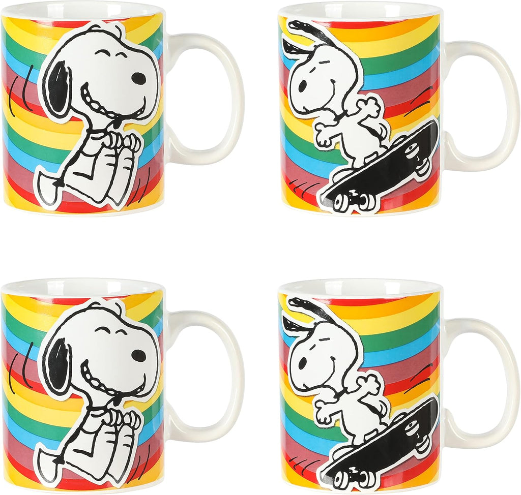 Peanuts 70th Anniversary 4 Piece 15 OZ Snoopy Stoneware Mugs
