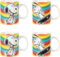 Peanuts 70th Anniversary 4 Piece 15 OZ Snoopy Stoneware Mugs
