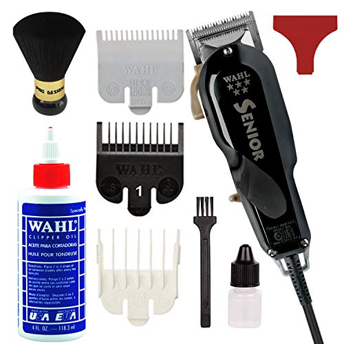 Wahl Professional 5-Star Series Senior Clipper #8545 – Great for Professional Stylists and Barbers – V9000 Electromagnetic Motor – Onyx --Aluminum Metal Bottom housing with Bonus Oil and Neck Duster