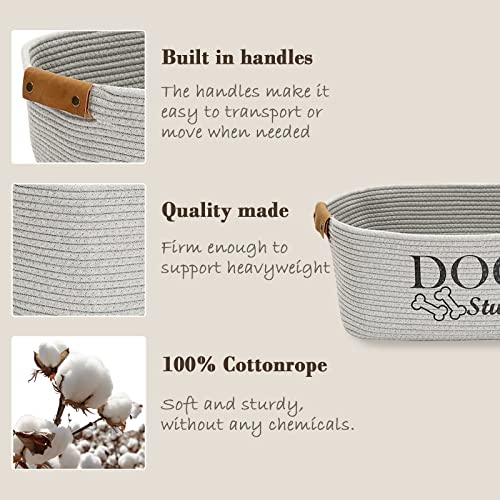 Cotton Rope Dog Toy Storage Bin for Pets, Gray S9763