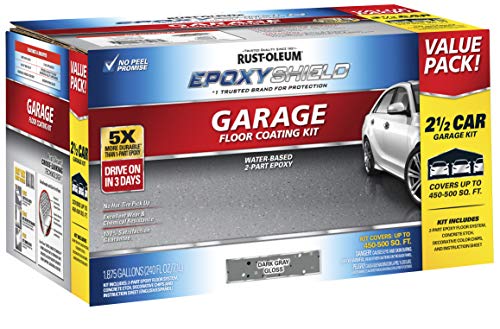 Rust-Oleum EPOXYSHIELD Garage Floor Coating Kit, 1 Car, Gloss Gray W372848