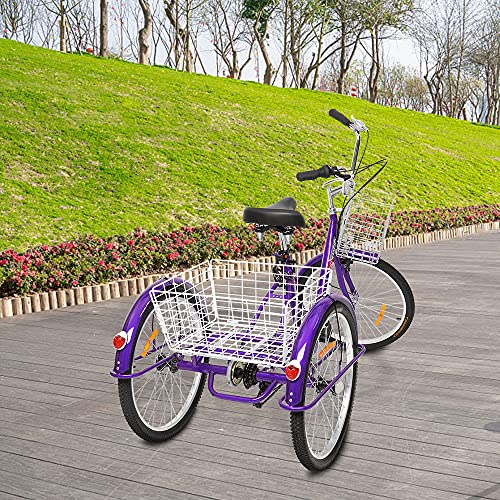 PEXMOR Adult Tricycle 7 Speed, 24/26 Inch 3 Wheel Bike with Baskets V3858