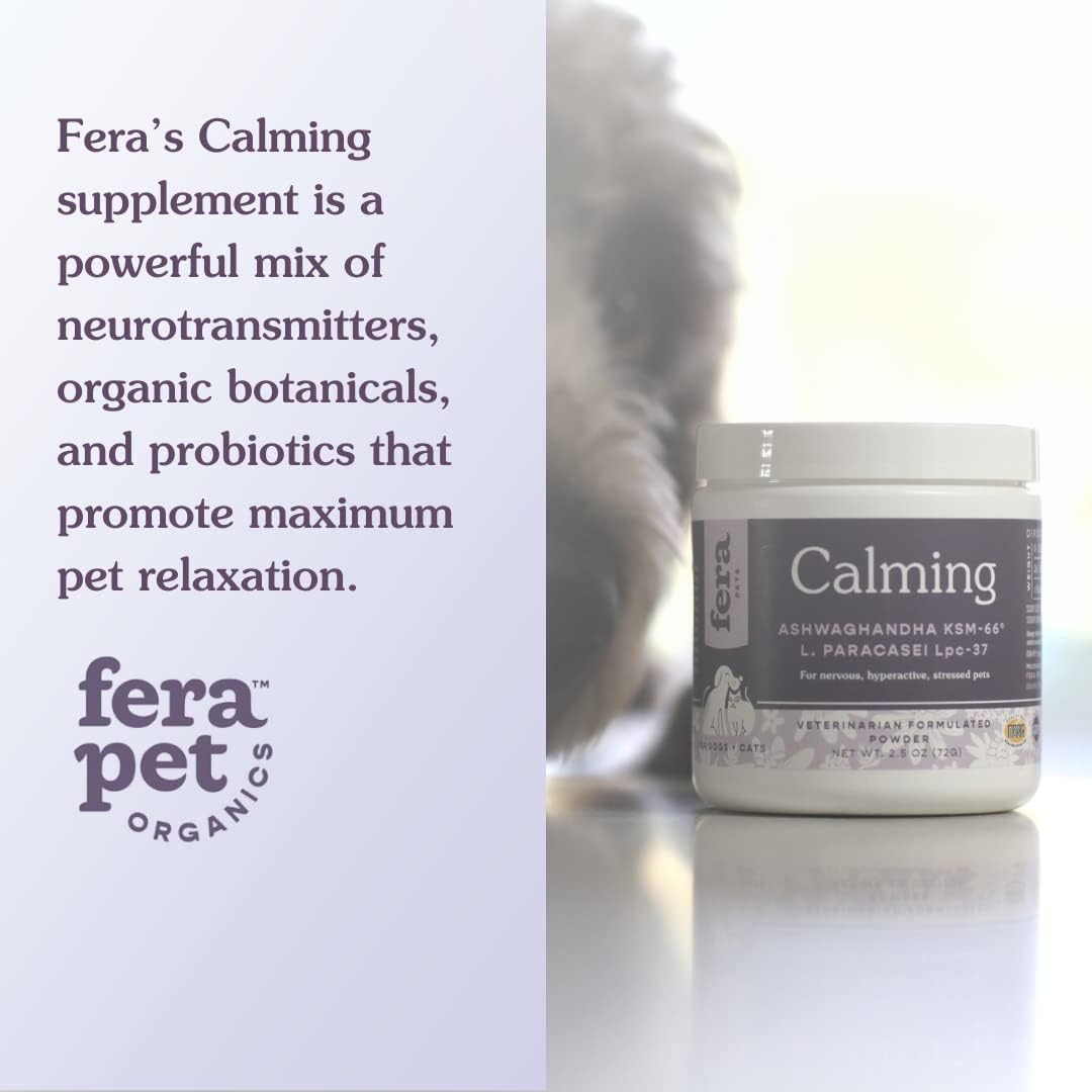 Fera Pets Calming Supplement for Dogs & Cats, Vet Created, GABA & Ashwagandha, 60 Scoops W32394