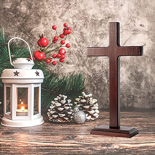 KUXBET Wooden Wall Cross with Stand 12.5 Inch Catholic Home Decor X631