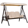 Outsunny 3-Seat Patio Swing Chair with Adjustable Canopy, Brown U4460
