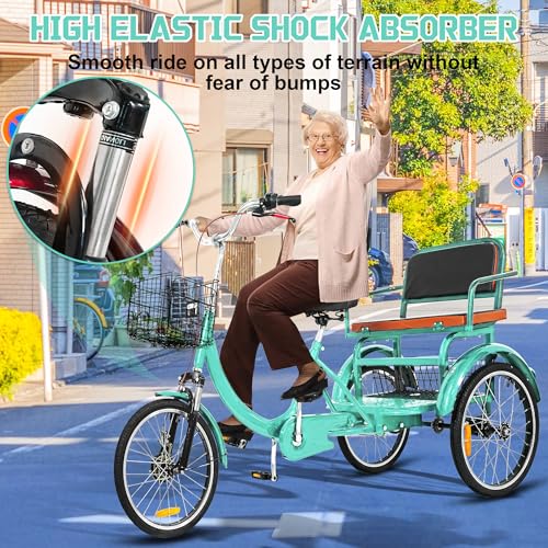 MOOITZ Adult Tricycle 20 Inch 3-Wheel Low Step-Through Cruiser Bike with Baskets X437