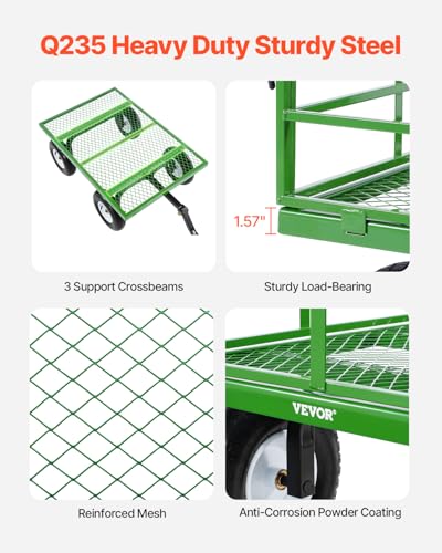 VEVOR 900 Lbs Heavy Duty Steel Garden Cart with 10" Tires and Removable Sides J262