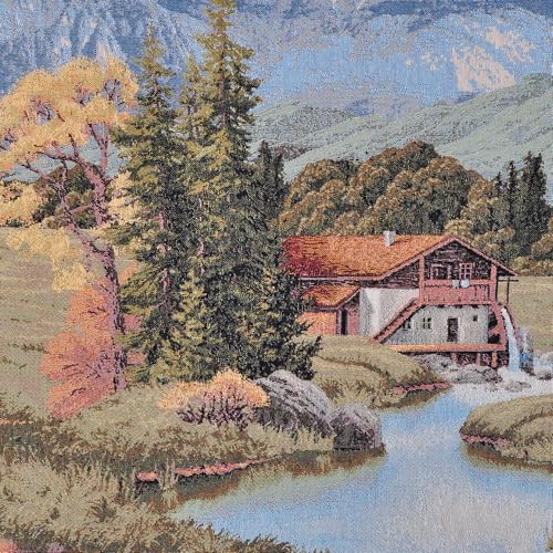 Vintage Nature Tapestry Wall Hanging with Telescopic Rod & Tassels I9744
