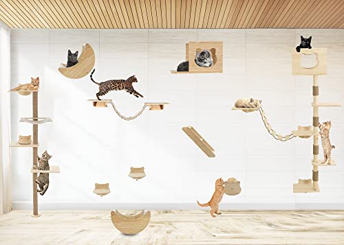 Wall Mounted Cat Tree Tall Scratching Post for Indoor Cats P2727