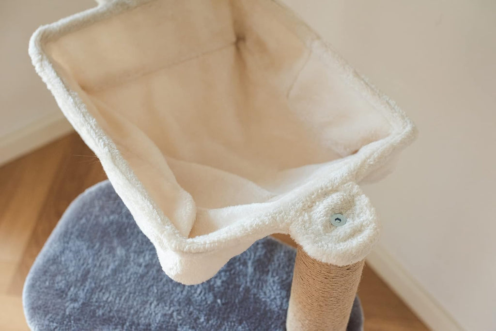 Catry Babylon Cat Tree with Cat Hammock, Scratching Post, 42" Sturdy Cat Furniture, Grey Beige P42273