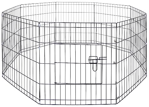 Foldable Metal Exercise Pet Play Pen with Door for Dogs, 24-inch Tall