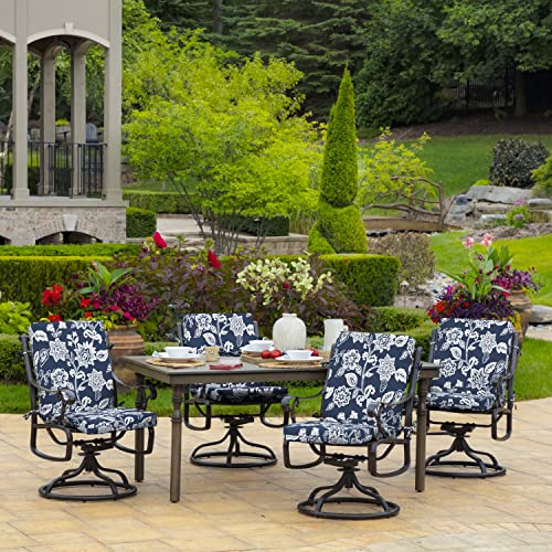 Arden Outdoor Dining Chair Cushion, 20 x 20, Rain-Proof, Peacock Blue Green Texture J4105