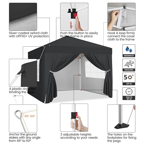 Yaheetech 10x10 Pop Up Canopy with 4 Removable Sidewalls, White F109731