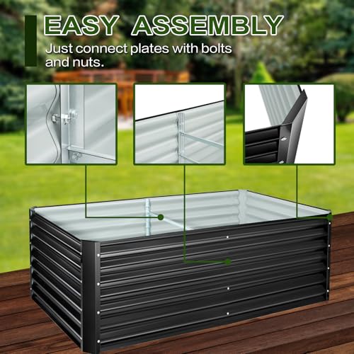 EDOSTORY Metal Raised Garden Bed Kit 8x4x2ft Galvanized Planter Box Outdoor V763