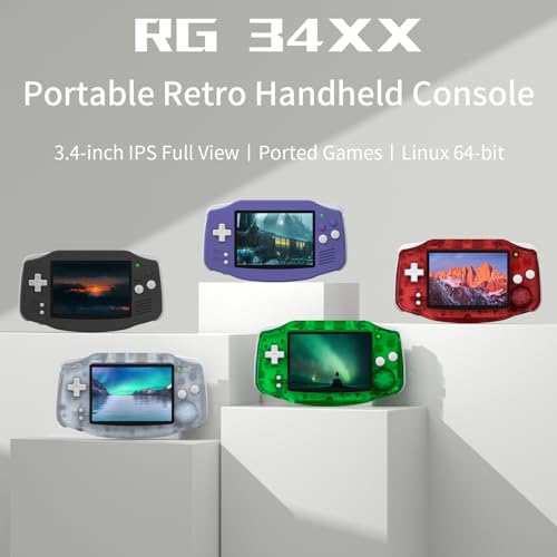 RG34XX Retro Handheld Game Console 3.4" IPS Screen 32G Linux 64-bit System with Protecting Bag (Indigo) H435680