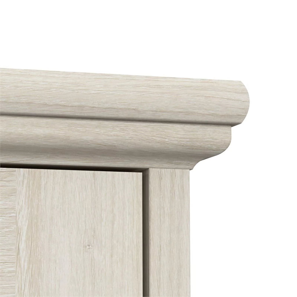 Bowery Hill Engineered Wood Curio Cabinet with Glass Doors in Linen White Oak N911429