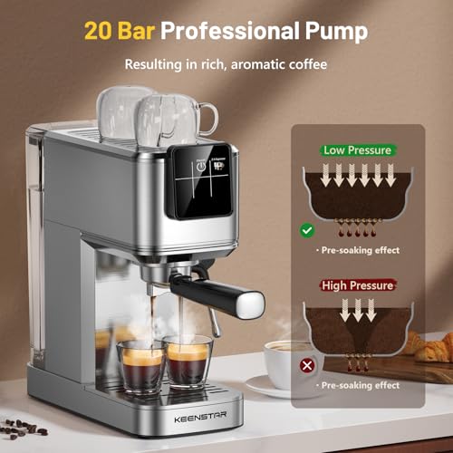 Espresso Coffee Machine with Milk Tank, 20Bar Touch Screen E995