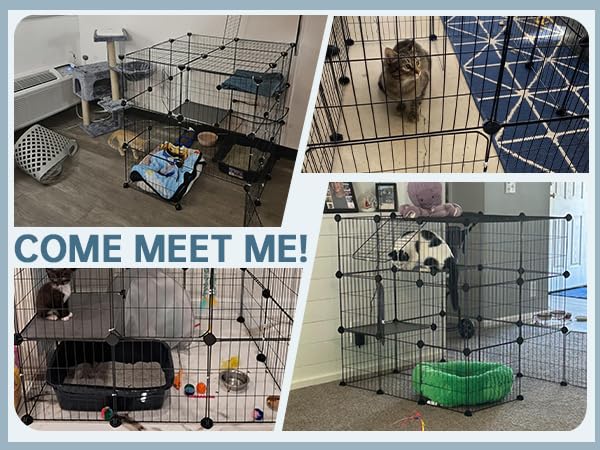 Oneluck 3-Tier Cat Cage Indoor Enclosure DIY Cat Playpen Catio Detachable Metal Wire Kennel D404