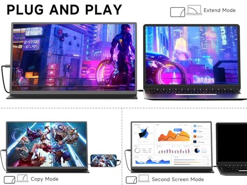 Portable Monitor 15.6 Inch 1080P IPS HDR USB HDMI for Laptop PC Mac G166