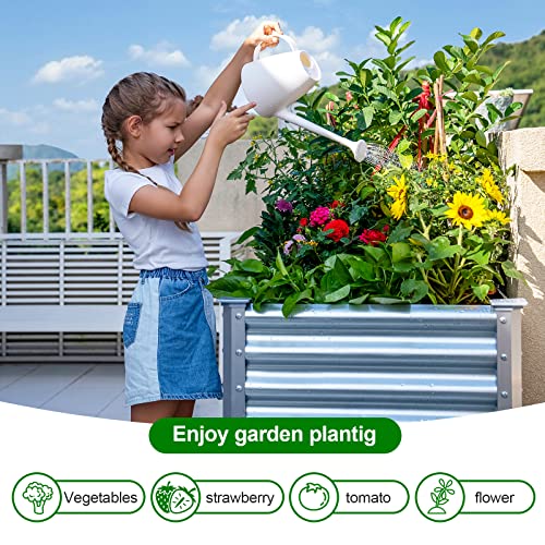 Land Guard Galvanized Raised Garden Bed with Legs, 48×24×32in Metal Elevated Planter Box Z11926