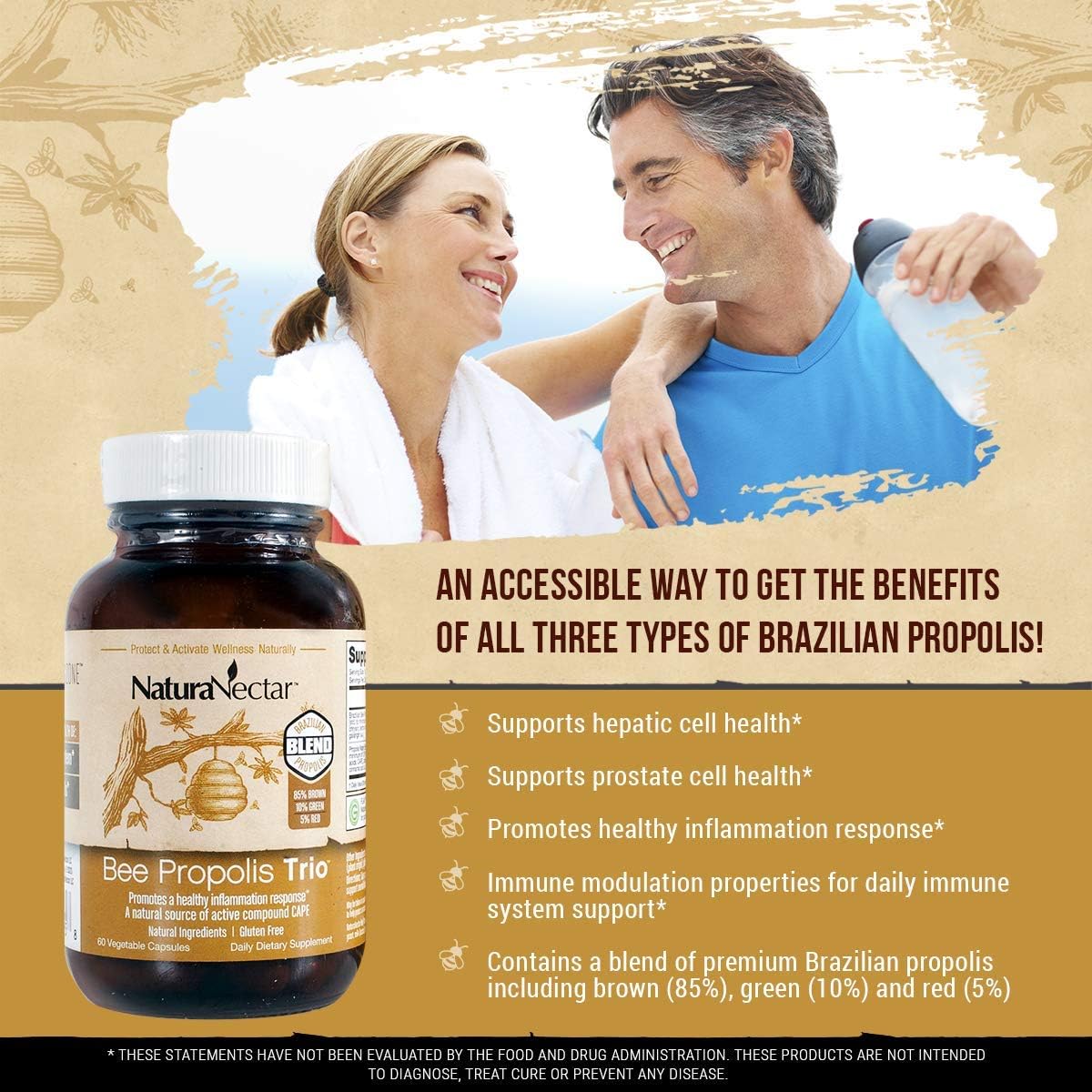 NaturaNectar Trio Bee Propolis 60 Capsules L92675
